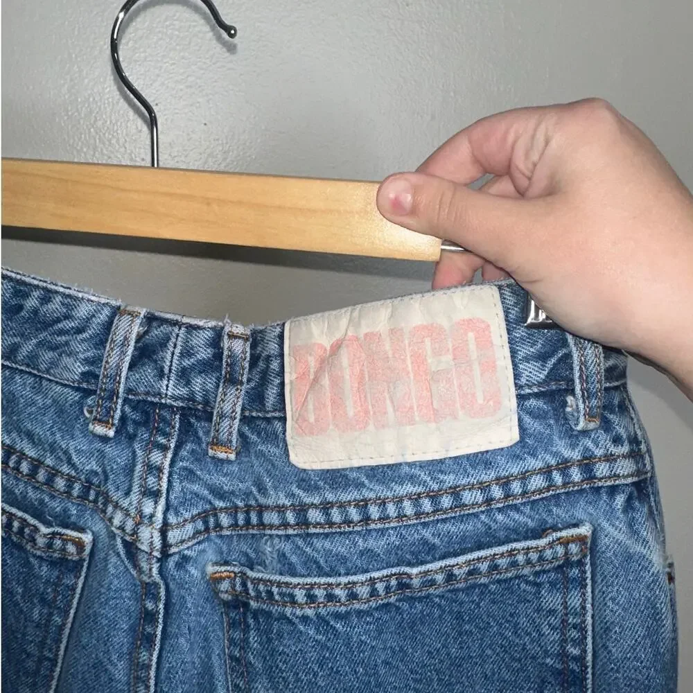 Bongo Vintage High Rise Jeans Blue Size 15 Frayed Hem 100% Cotton